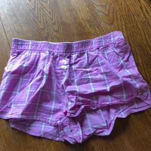 Pink/purple plaid pajamas shorts